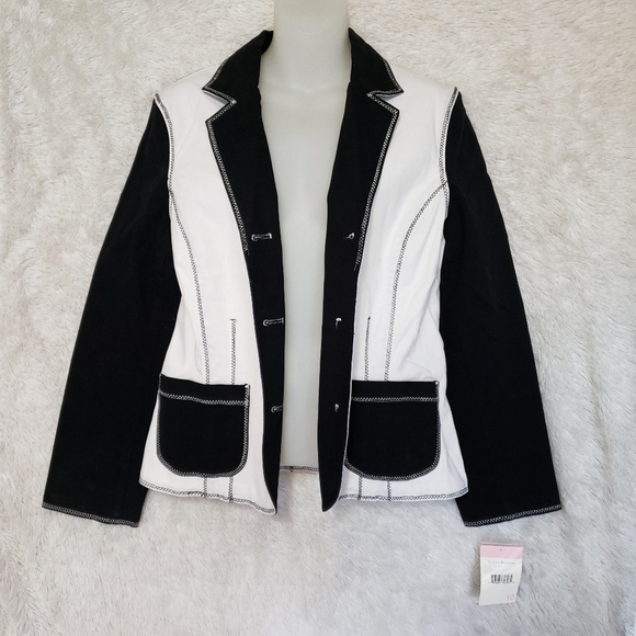 90's Vintage Black and White Color block Blazer - Picture 5 of 14